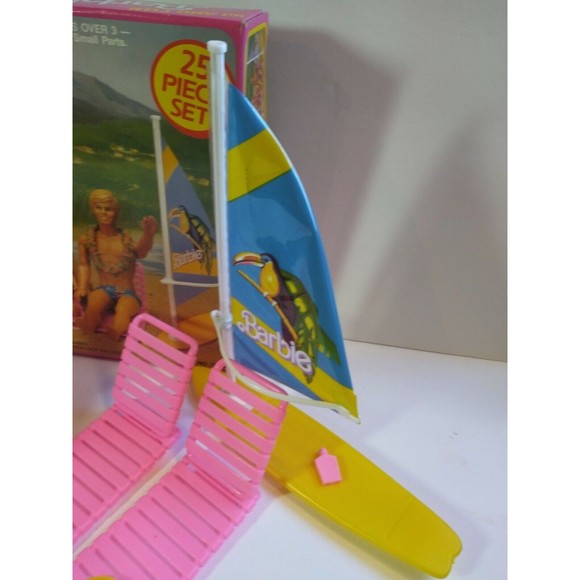 Barbie Jet Ski Playset ARCO ISLAND FUN SURF SET 1987 #7948 flippers Sailboard - Picture 7 of 11